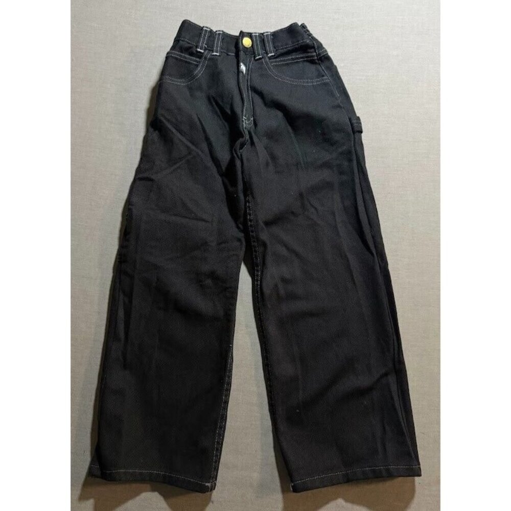 Paco Cargo Pants Boys 6 Black Pocketed Button‎ Skater Youth Kids 20x21 NWOT.